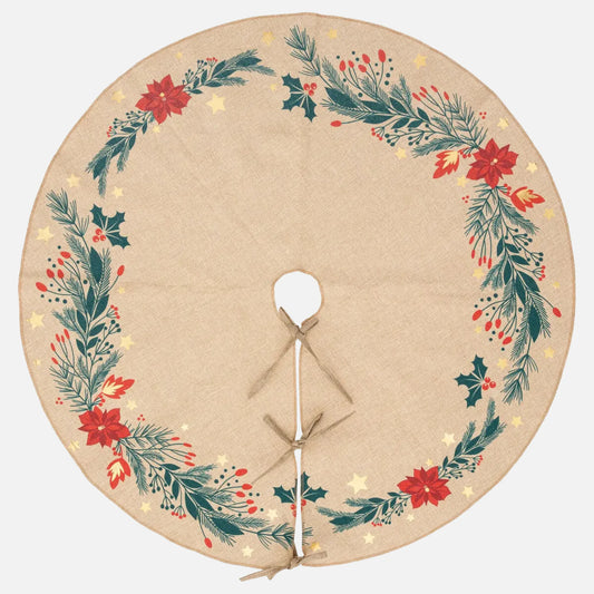 Alfombra Cubre Pie para Árbol de Navidad ø90cm - "Poinsettia" Flor de Pascua