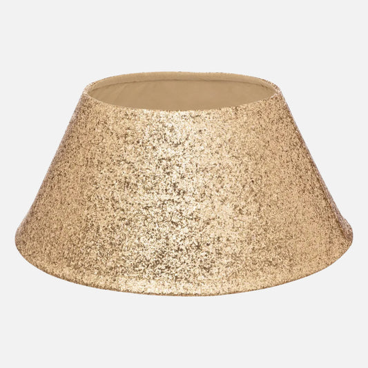 Pie de Pino "Goldine" ø56cm - Cubre Pie para árbol, de Poliéster de Glitter Dorado