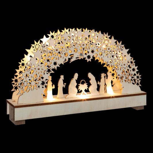 Belén Luminoso con 9 Figuras | 8 LEDs | 33x19cm