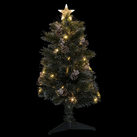 Árbol de Navidad "LUCERNA" - Árbol con Luz de Fibra Óptica Cálida- 34 LEDs | 90cm | 80 Puntas