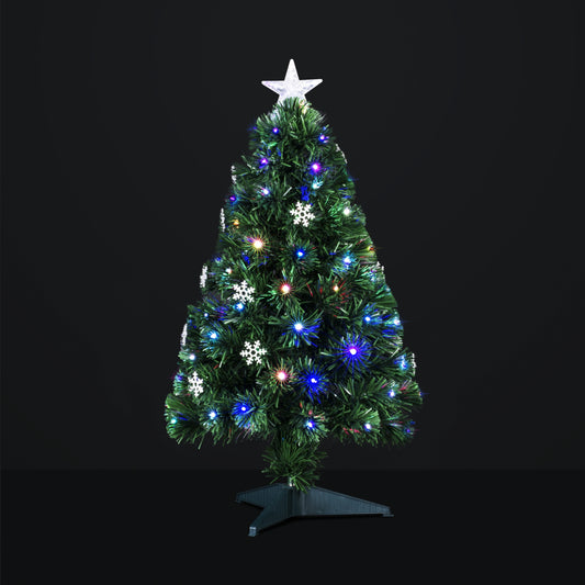 Árbol de Navidad "TOKIO" - Árbol con Luz de Fibra Óptica Multicolor - 74 LEDs | 90cm | 88 Puntas